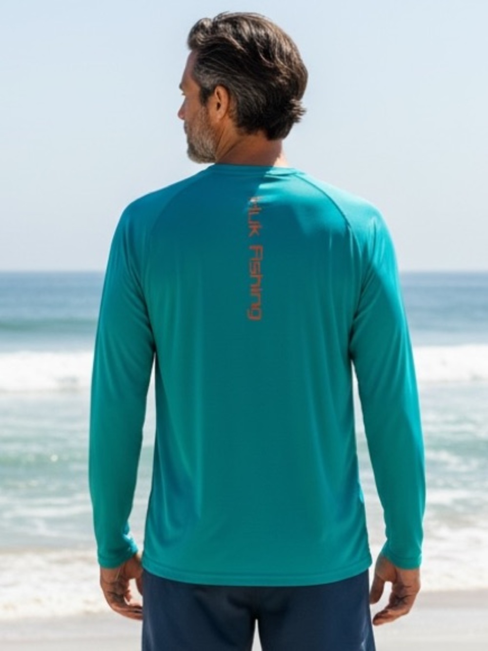 Huk Fishing Aqua Turquoise Teal light blue orange Graphic   Long sleeve Tee XXL - Picture 2 of 12